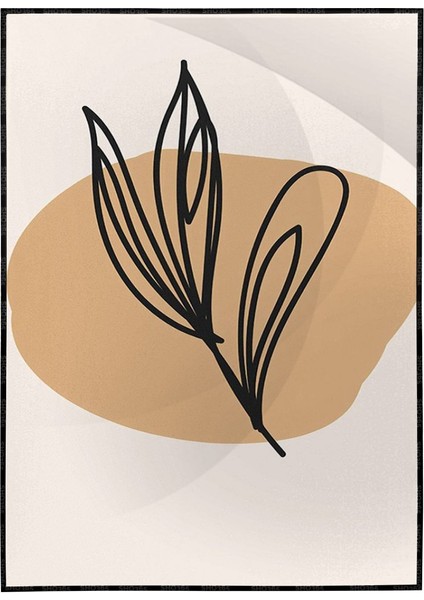Yapraklar ve Şekiller Karışık Renkler Modern Illüstrasyon Poster P-003331