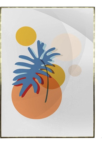 Yapraklar ve Şekiller Karışık Renkler Modern Poster P-003451