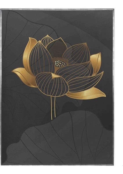 Altın Gold Çiçekler Siyah Renkler Modern Poster P-003687