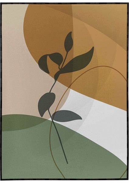 Yapraklar ve Şekiller Yeşil ve Toprak Tonları Modern Poster P-003882