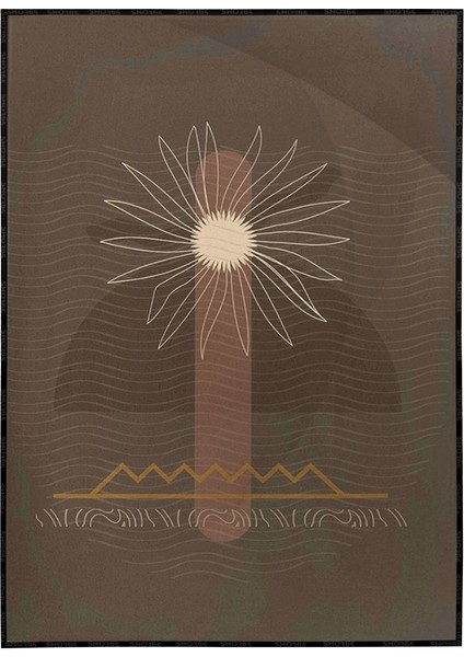 Çiçek Kahverengi Sarı Turuncu Renkler Modern Poster P-004337