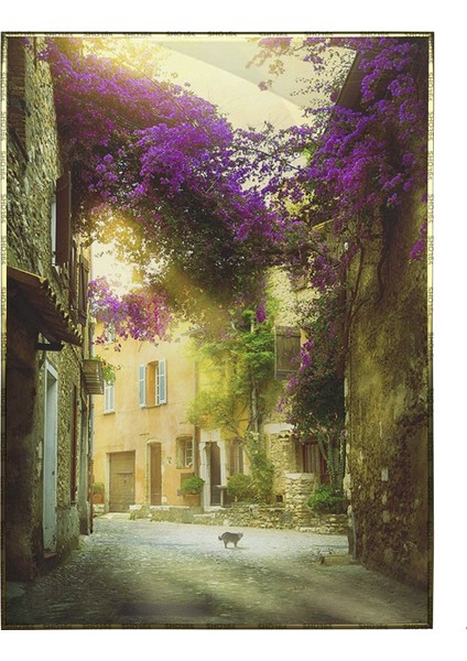 Eski Bir Şehir Çiçekli Sokakları Manzara Poster P-004484