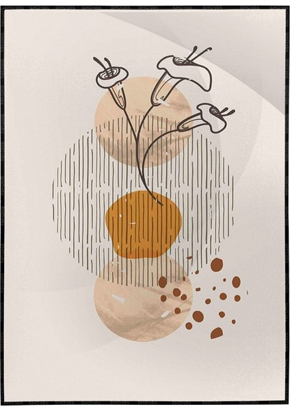 Çiçekler Gri Turuncu Kırmızı Renkler Illüstrasyon Modern Poster P-004366