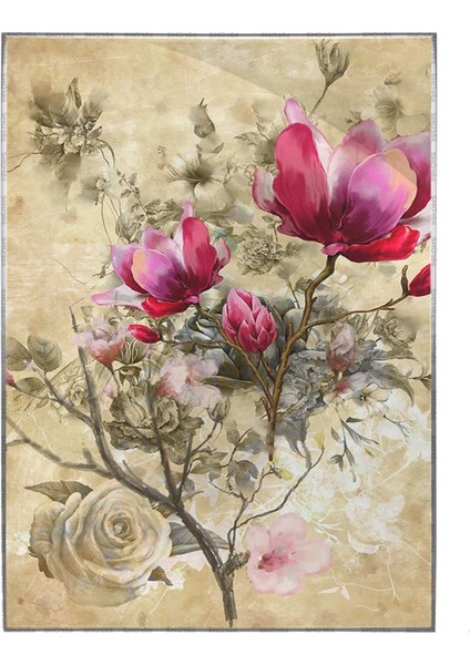 Renkli Çiçekler Illüstrasyon Modern Sanat Tuval Poster P-000163