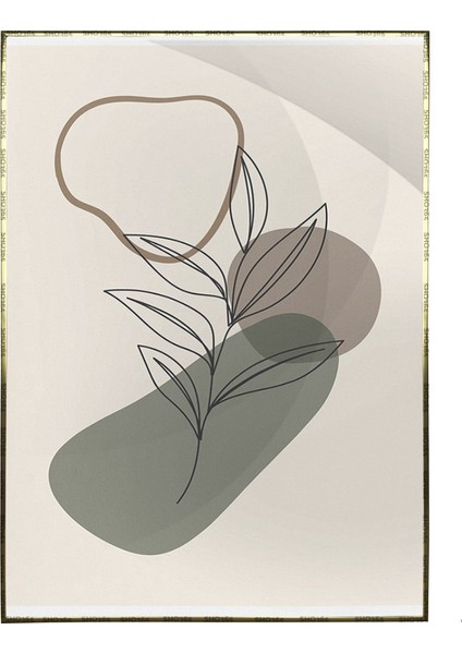 Yapraklar ve Şekiller Karışık Renkler Modern Poster P-000744