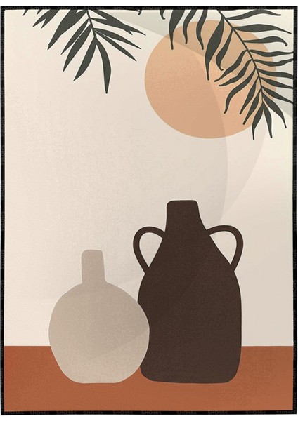 Güneş Vazo ve Yapraklar Modern Poster P-000646