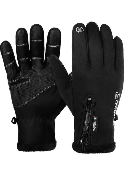 Fermuarlı Kış Eldivenleri Siyah-M (Yurt Dışından)