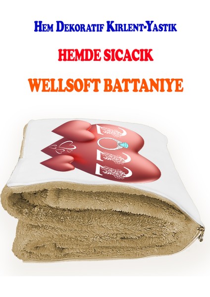 2022 Yıl Dönümü Hediyesi Baskılı Kişiye Özel Opsiyonel Battaniyeli Yastık Kırlent 2 In 1 fiyatları