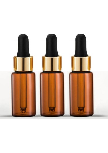 50CC Kahverengi Cam Damlalıklı Şişe,medikal Şişe, 3 Adet Altın Renk Kapaklı