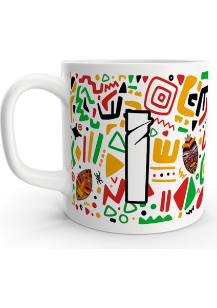 I Harfi Afrika Etnik Soyut Renkli Harfli Kupa Bardak