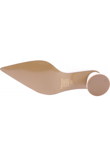 4320-23Y Kadin Metal Aksesuarli Sivri Burun Kalin Kisa Topuklu Ayakkabi indirimleri