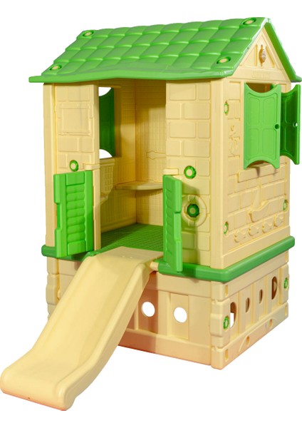 Çocuk Oyun Parkı - 2 Kapılı Kaydıraklı Oyun Evi - Anaokulu - Kreş - Çocuk - Kaydırak - Çocuk Aktivite