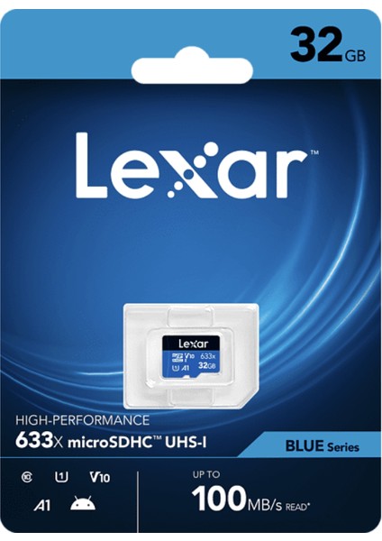 32GB 633X High-Performance Microsdhc U1 V10 C10 UHS-I 100MB/s Hafıza Kartı (Blue Series)