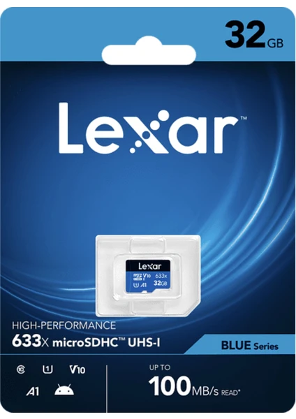 32GB 633X High-Performance Microsdhc
U1 V10 C10 UHS-I 100MB/s Hafıza Kartı (Blue Series)