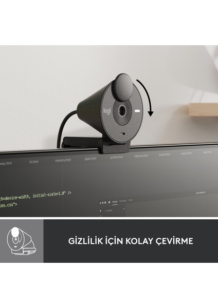 BRIO 300 Full HD 1080p Gizlilik Kapaklı Mikrofonlu Web Kamerası - Siyah