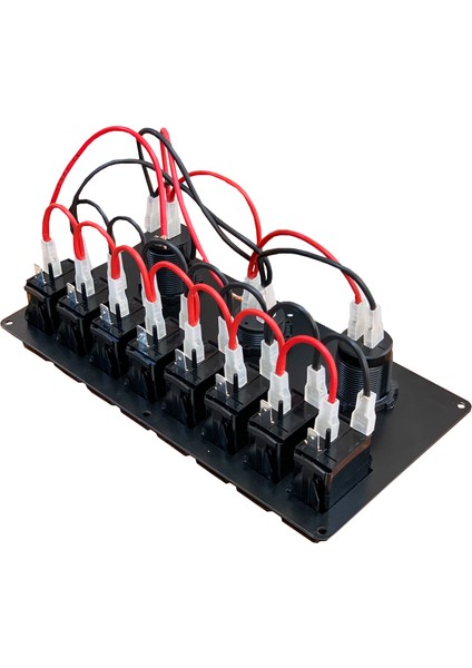 Marine Switch Panel 8 Anahtarlı Usb Type-C + Voltmetre + Şarj Soketli 12-24V 120X235mm Yeşil modelleri