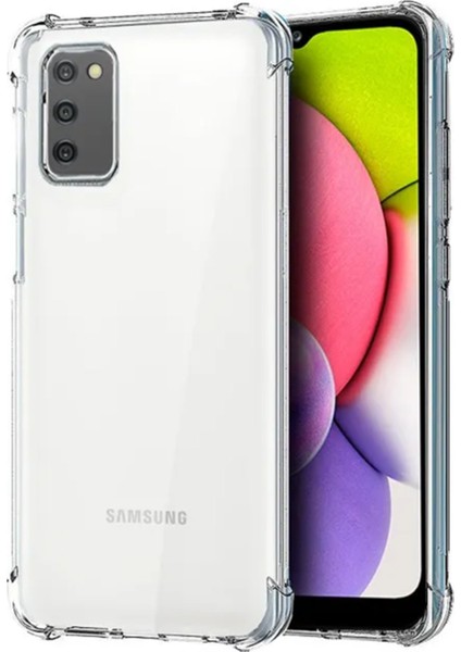 Samsung Galaxy A03S ile Uyumlu Kapak Kamera Korumalı Şeffaf Airbag Antishock Köşe Korumalı Silikon Şeffaf Kılıf