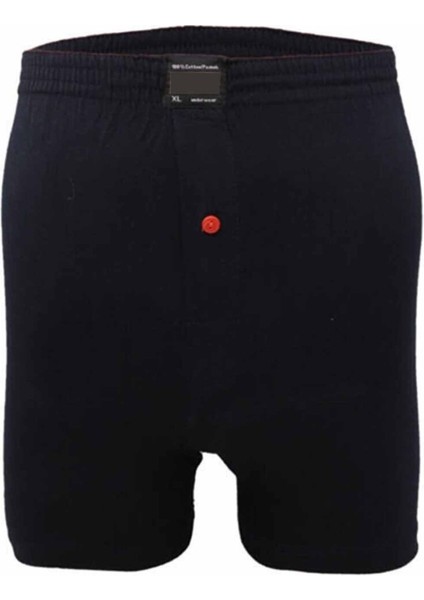 Düğmeli Pamuklu Erkek Penye Boxer Lacivert - 1146A