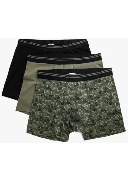 Pamuklu Desenli 3'lü Şort Boxer