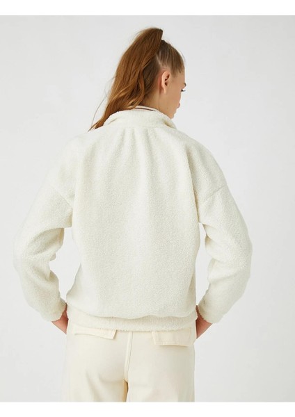 Peluş Sweatshirt Dik Yaka Fermuarlı fırsatları