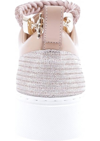 ES851-23Y Kadin Kalin Taban Halhal Detayli Silver Taşli Sneakers Ayakkabi