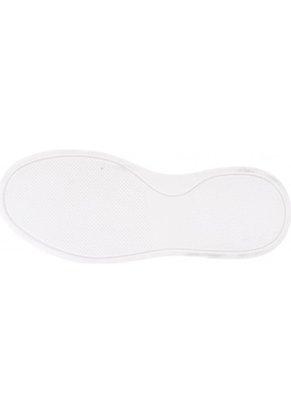 ES851-23Y Kadin Kalin Taban Halhal Detayli Silver Taşli Sneakers Ayakkabi