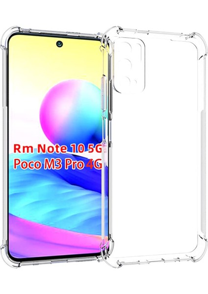 Caseworld Xiaomi Redmi Note 10 5g ile Uyumlu Kapak Kamera Korumalı Şeffaf Airbag Antishock Köşe Korumalı Silikon Şeffaf Kılıf