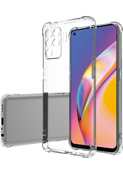 Case World Caseworld Oppo Reno 5 Lite ile Uyumlu Kapak Kamera Korumalı Şeffaf Airbag Antishock Köşe Korumalı Silikon Şeffaf Kılıf