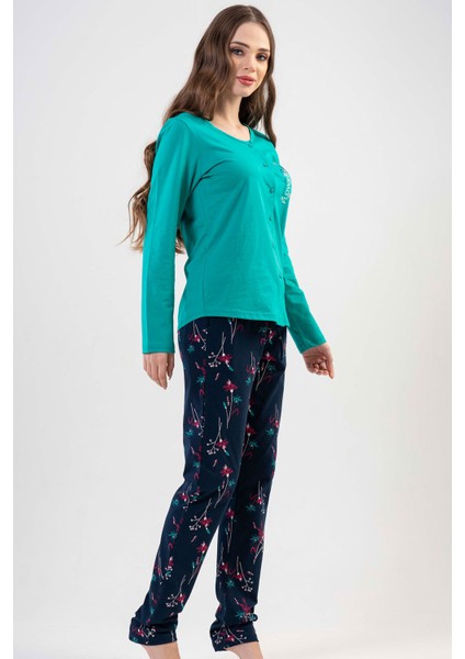 Pamuklu Tamamı Düğmeli Uzun Kol Pijama Takım fiyatları
