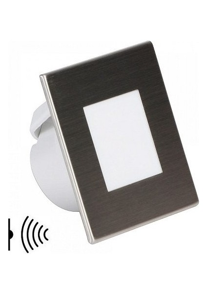 Merdiven & Duvar S.a Armatürü Kare Krom (Radar)Sensör+Fotoselli ( 1,5W ) Beyaz 1015 Ycl
