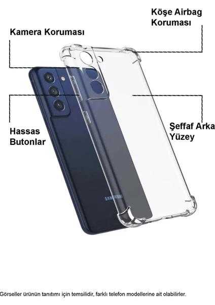 Kzy Huawei P Smart 2021 ile Uyumlu Kapak Kamera Korumalı Şeffaf Airbag Antishock Köşe Korumalı Silikon Şeffaf Kılıf