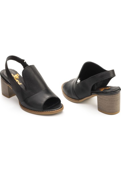Kadın Hakiki Deri Topuklu Şık Sandalet - Açık Ayakkabı indirimleri