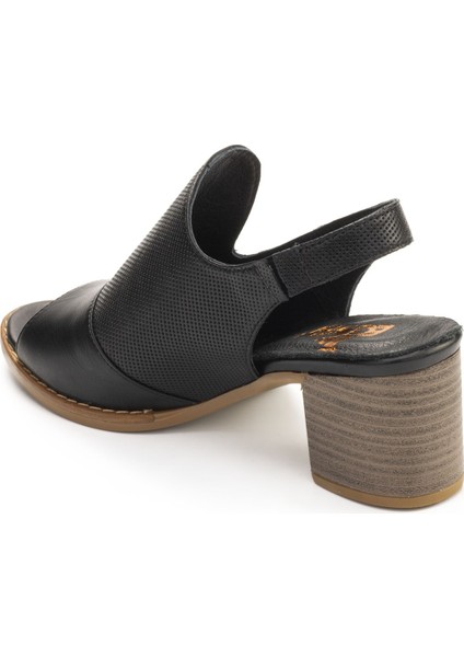 Kadın Hakiki Deri Topuklu Şık Sandalet - Açık Ayakkabı