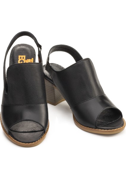 Kadın Hakiki Deri Topuklu Şık Sandalet - Açık Ayakkabı