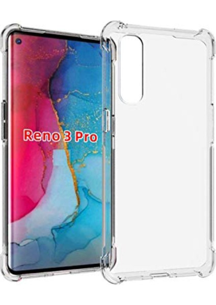 Caseworld Oppo Reno 3 Pro ile Uyumlu Kapak Airbag Antishock Köşe Korumalı Silikon Şeffaf Kılıf
