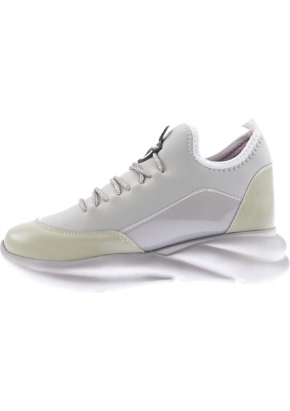 315-23Y Kadin Kalin Taban Strech Detayli Silver Taş Bağcikli Sneakers Ayakkabi10