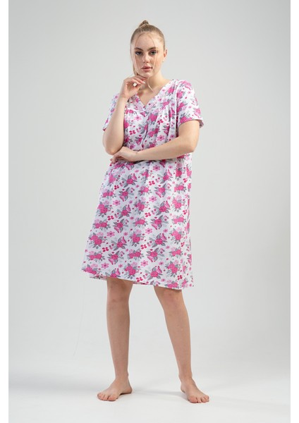 Pamuklu Babaanne Kısa Kol Kısa Gecelik modelleri