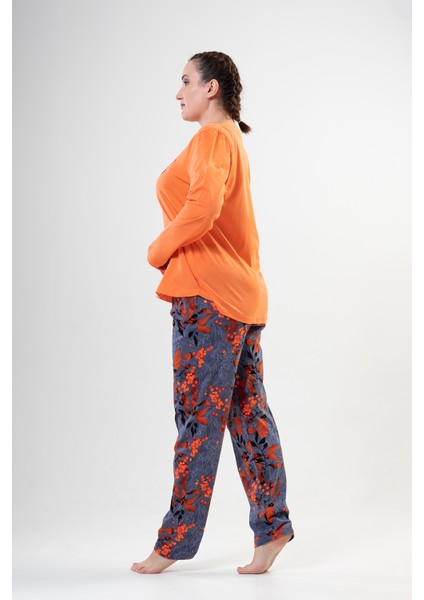 Pamuklu Kadın Büyük Beden Uzun Kol Pijama Takım fiyatları