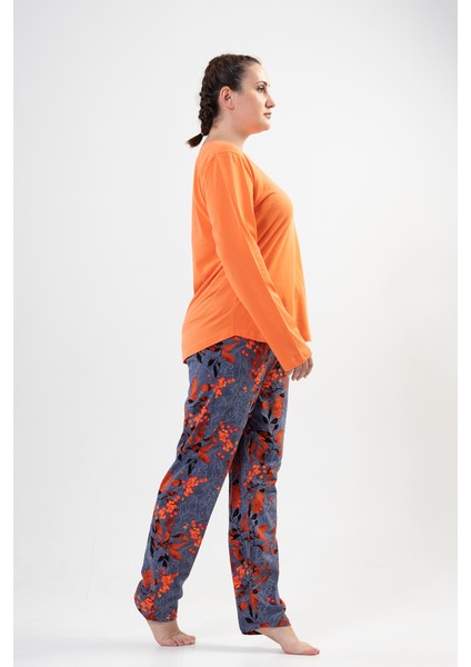 Pamuklu Kadın Büyük Beden Uzun Kol Pijama Takım modelleri