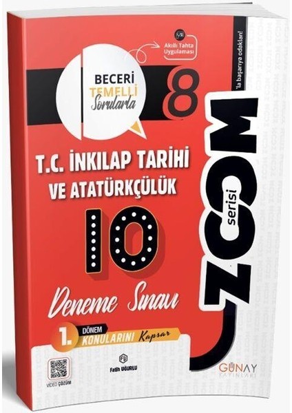 Günay 8. Sınıf T.c. Inkılap Tarihi ve Atatürkçülük 1. Dönem 10 Lu Zoom Serisi Deneme Sınavı Günay