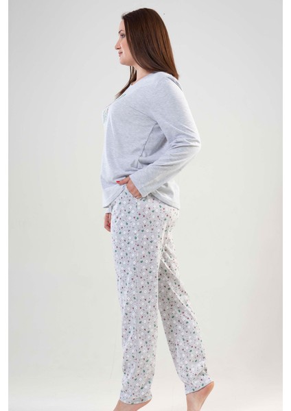Büyük Beden Uzun Kol Pijama Takım