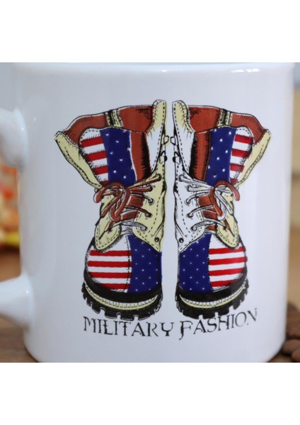 Military Fashion Beyaz Silindir Kupa