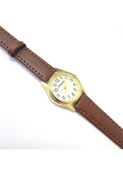 Retro Kadın Kol Saati, Vintage Tasarım, Klasik Tasarım, Altın / Gold Rengi, Minimal, Kayışlı