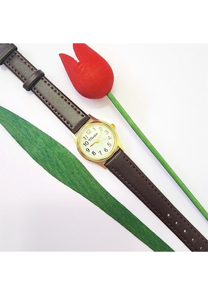 Retro Kadın Saati, Vintage Tasarım, Klasik Tasarım, Altın / Gold Rengi, Minimal, Kayışlı modelleri