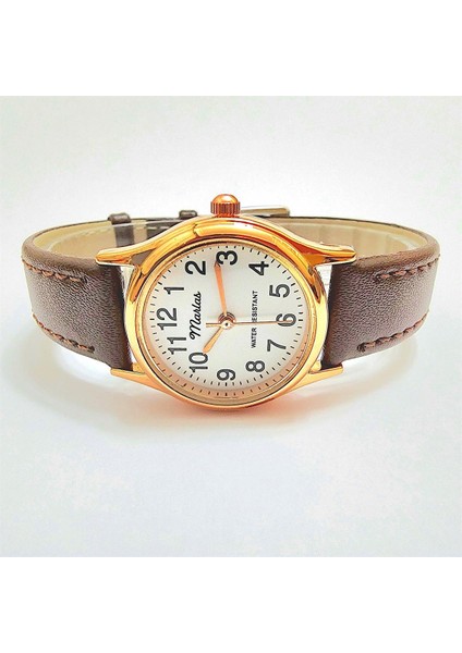 Retro Kadın Saati, Vintage Tasarım, Klasik Tasarım, Rose Gold Rengi, Minimal, Kayışlı, Ikonik