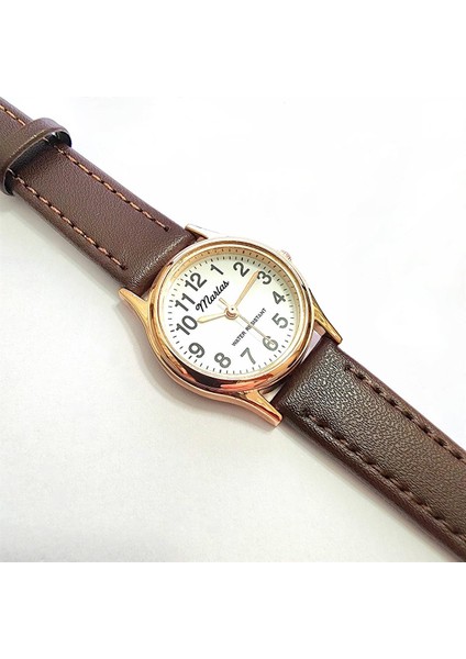 Retro Kadın Saati, Vintage Tasarım, Klasik Tasarım, Rose Gold Rengi, Minimal, Kayışlı, Ikonik fırsatları