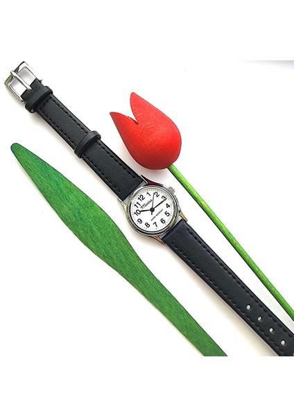 Retro Kadın Saati, Vintage Tasarım, Klasik, Gümüş Kasa Rengi, Minimal Tasarım, Siyah Kayış Kordon, Beyaz Kadran modelleri