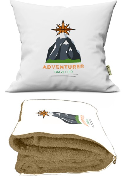 Adventurer Desenli Opsiyonel Battaniyeli Hediye Yastık 38X38CM