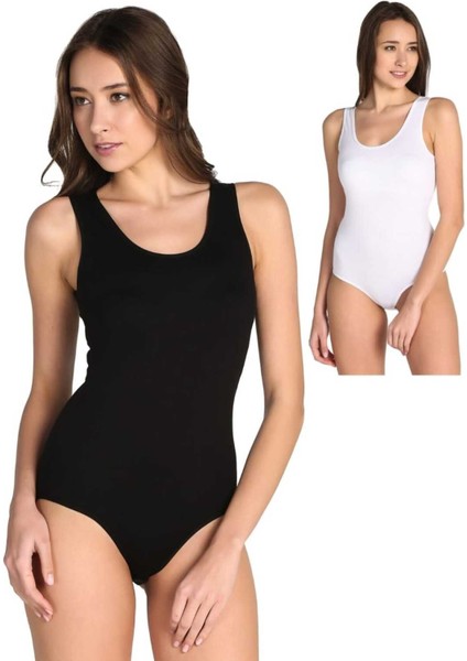 Kadın 6"lı Karışık Renk Kalın Askılı Pamuklu Likralı Kancalı Çıtçıtlı Body Zıbın 0149