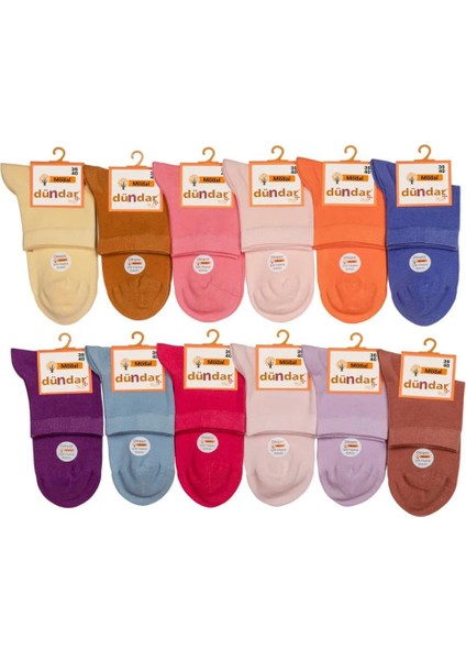 Kadın 12"li Karışık Renk Modal Dikişsiz Kısa Konç Çorap 6937